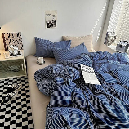 Duvet Cover Set with Sheet Pillowcases Color Bed Queen Size Home Bedding Set