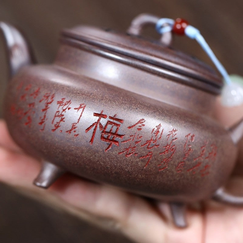 Yixing Zisha Teapot Handmade Purple Clay Wood Fired Rouduan Clay Chinese Teaware
