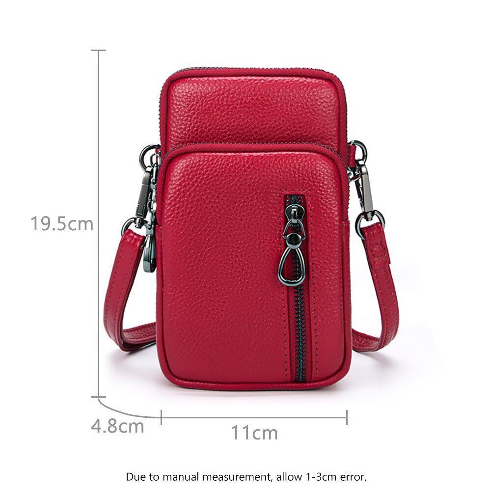 Genuine Leather Mobile Phone Mini Bag Strap Shoulder Crossbody Bag Messenger Bag