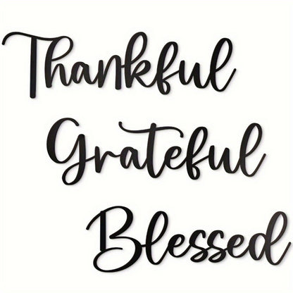 CIFbuy 3PCS Black Gratitude Metal Wall Art - Aesthetic 'Appreciate Life' Decor