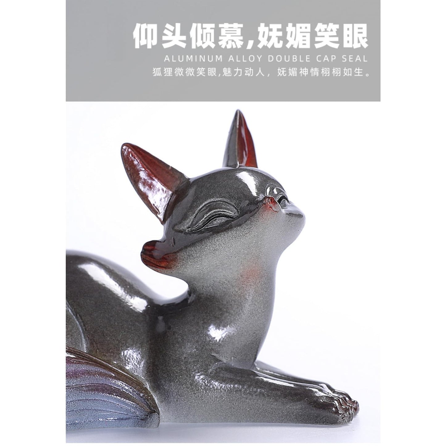 Resin Little Fox Tea Pet Color Changing 10cm 3.9in Tea Ceremony Tea Play