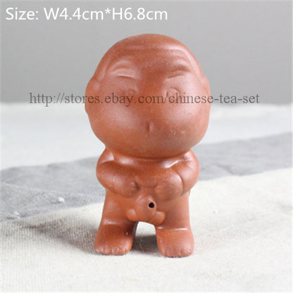China Novelty Tea Play Statue Pee Doll Smile Buddha Monk Wealth Bring Tea Pet