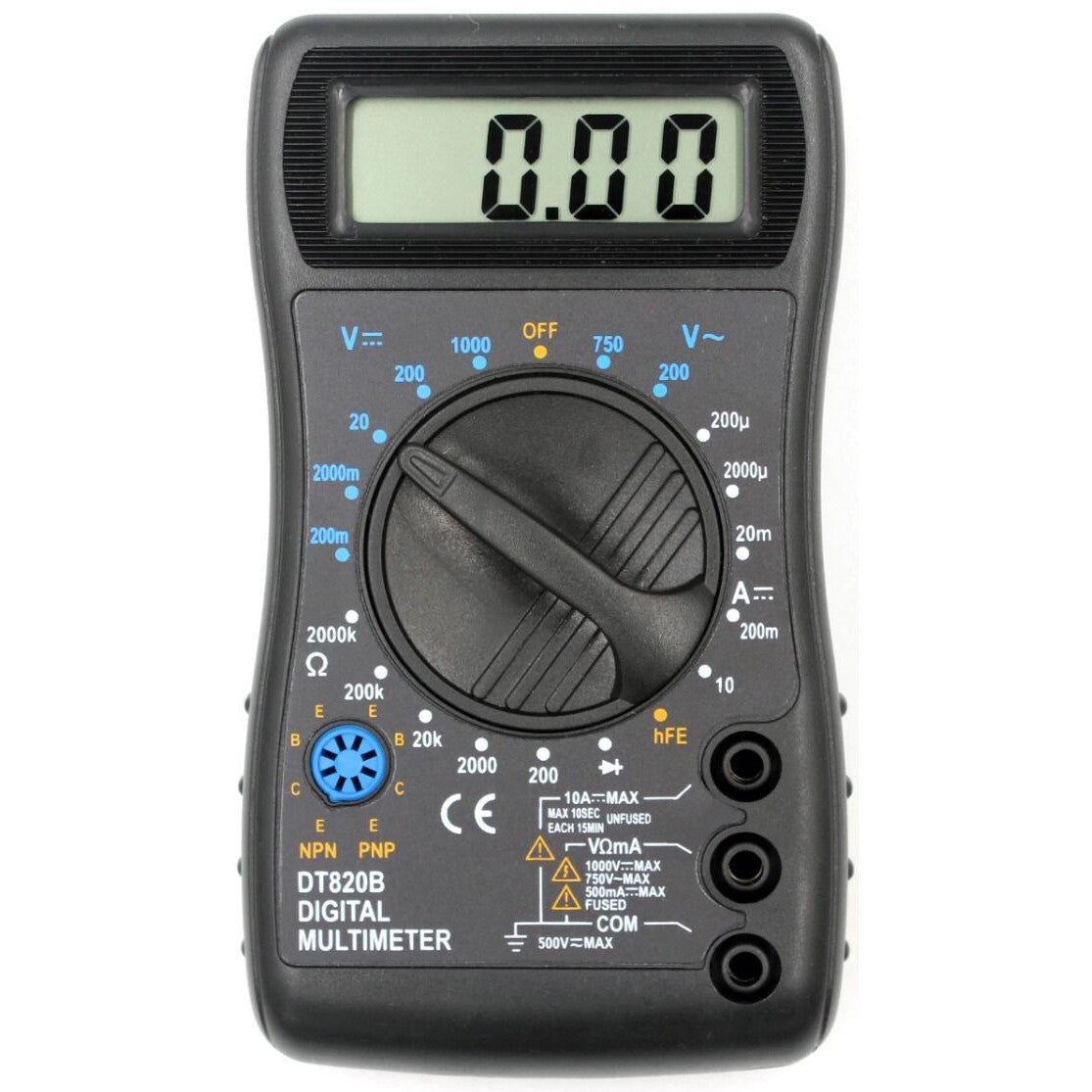 Digital Multimeter with Leads, 1999 Count, Measures Voltage, Current, Resistance