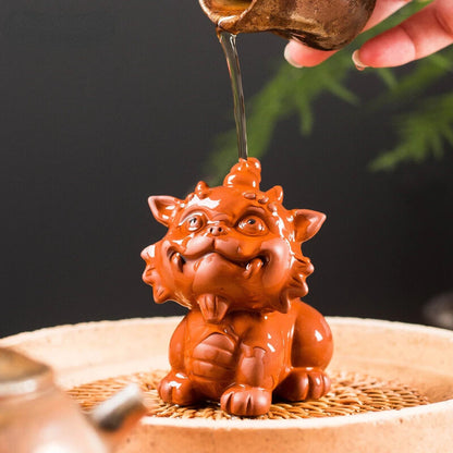 Little Lion Statue Tea Pet Decor Creativity Ornament Tea Ceremony Purple Clay