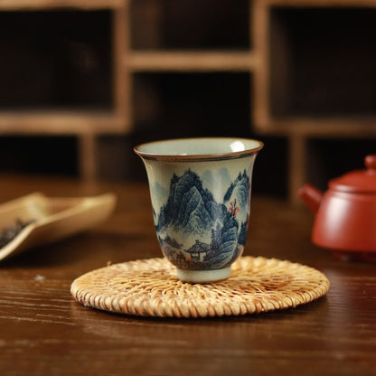 Handpainted Jingde Town Porcelain Tea Cup Crackle Glaze Fragrance Smelling Cup