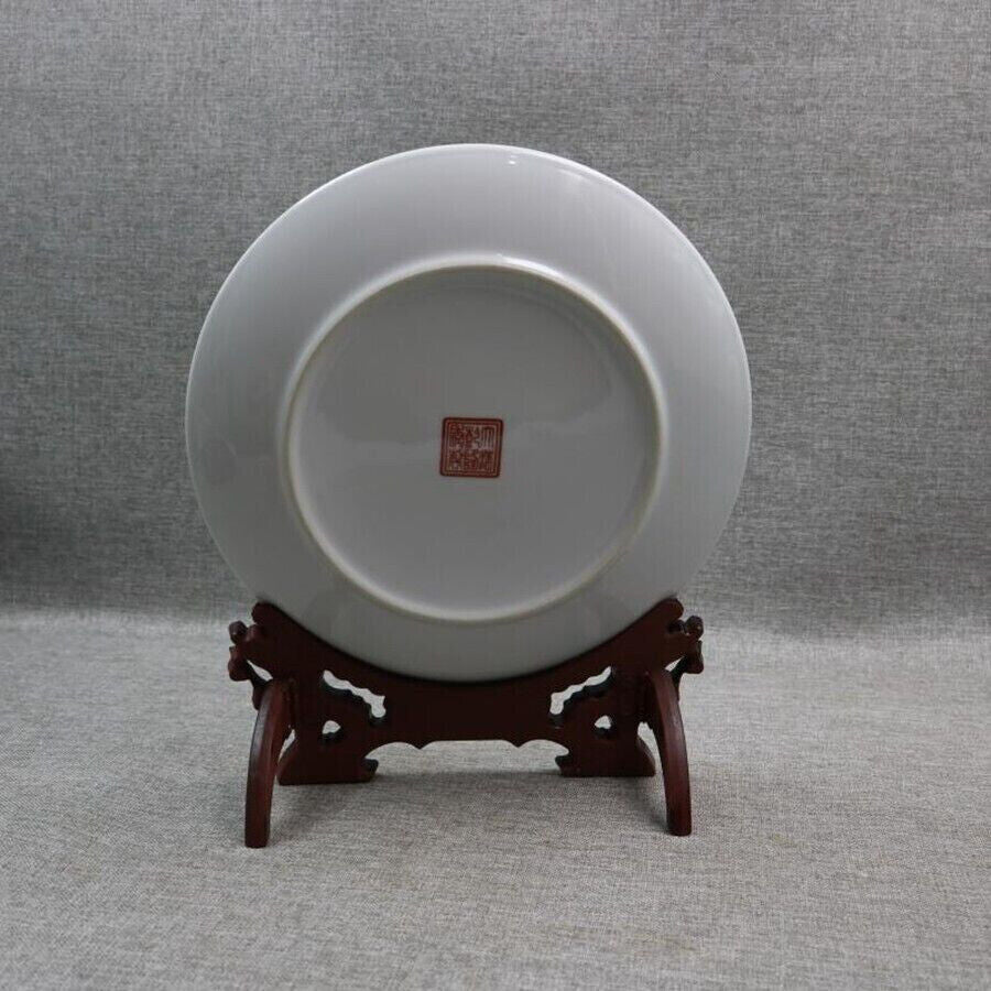 Old Chinese Porcelain color painted Peacock pattern plate Qing Qianlong Mark