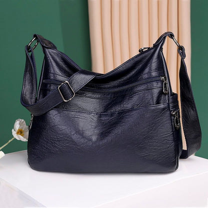 Synthetic Leather Messenger Bag Vintage Handbag Big Soft Crossbody Shoulder Bag
