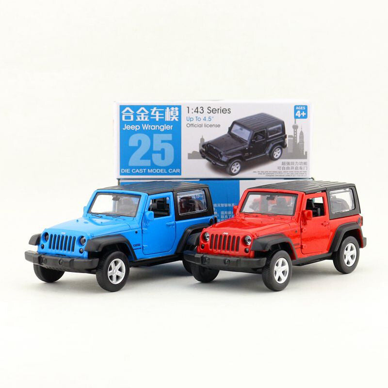 1:43 Diecast Jeep Wrangler Metal Car Model Diecast Toy Pull Back Door Open