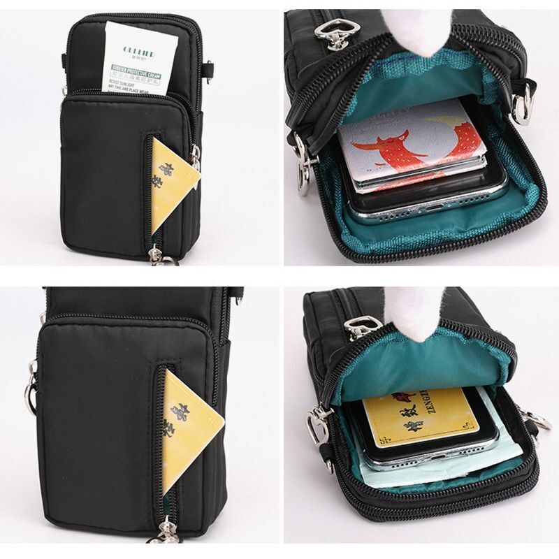 Phone Pouch Light Large Soft Waterproof Nylon Black Crossbody Purse Shoulder Bag