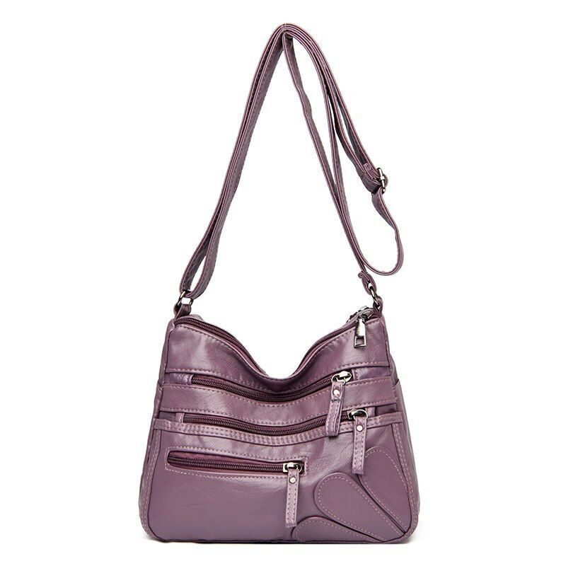 Women Shoulder Bag Leather Messenger Bag Flower Patchwork Leather Purse Handbag