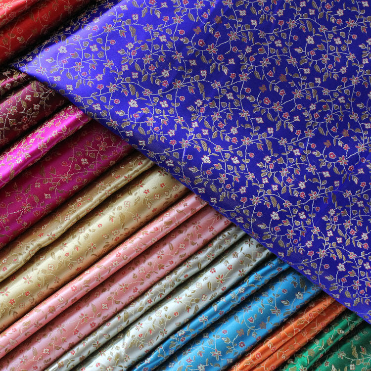 Chinese Jacquard Brocade Floral Satin Fabric for Clothes Bedding Upholstery DIY