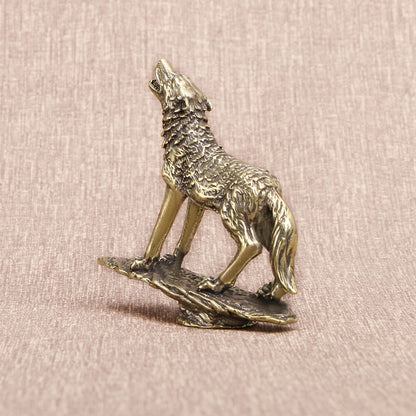 Collection Solid Brass Wolf Figurine Statue Home Ornaments Animal Figurines Gift
