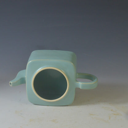 5.9" China Nan Song Style Ruyao Celeste Glaze Porcelain Four Sides Teapot