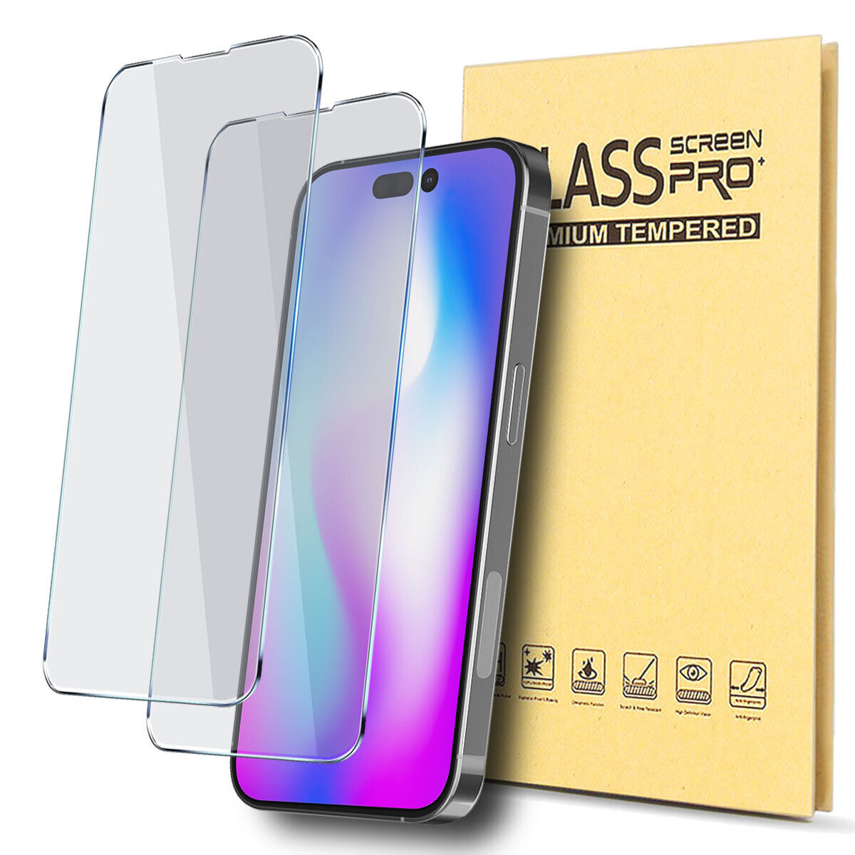 For Apple iPhone 14/14 Pro Max/Plus Tempered Glass HD Clear Screen Protector