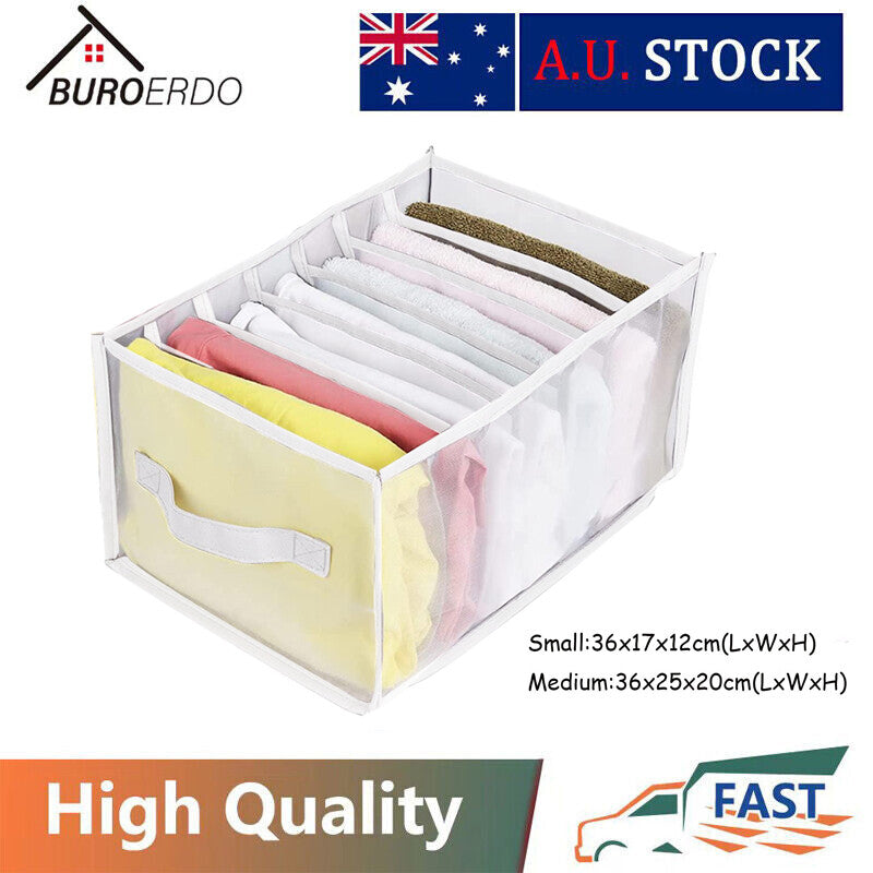 7 Grids Mesh Storage Box Closet Wardrobe Drawer Divider Clothes Organizer