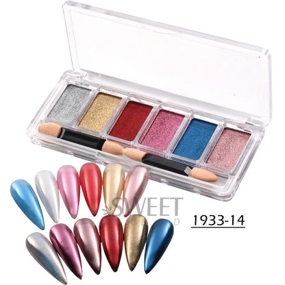 Nail Glitter Powder 6Color Mirror Holographic Glass Aurora Fine Pigment Manicure