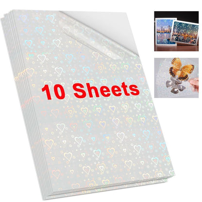 Photo Paper A4 Self-Adhesive Stickers 10 Sheets Holographic Cold Laminating Film