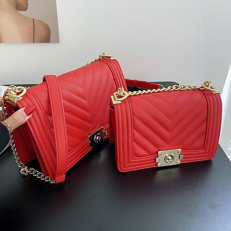 Retro Embroidery Chain Bag Handbag Shoulder Messenger Small Square Bag S/L Size