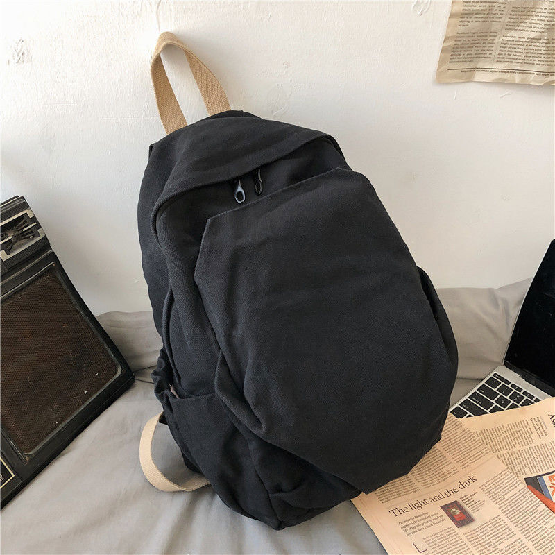 Backpacks Women Zipper School Bag Canvas Simple All-match Vintage Korean