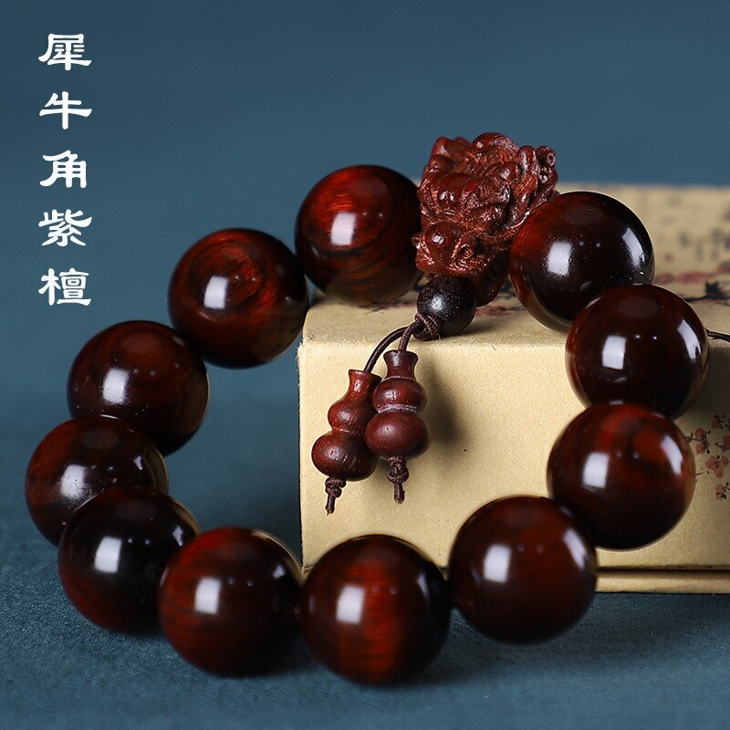 20MM Vintage Wooden Bracelet Dragon Head Beads Charm Bracelet Bangle Reiki