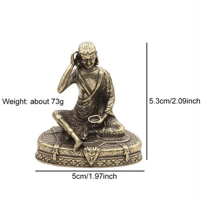 Brass Tibetan Buddhism Milarepa Buddha Small Statue Ornaments Tantric Master