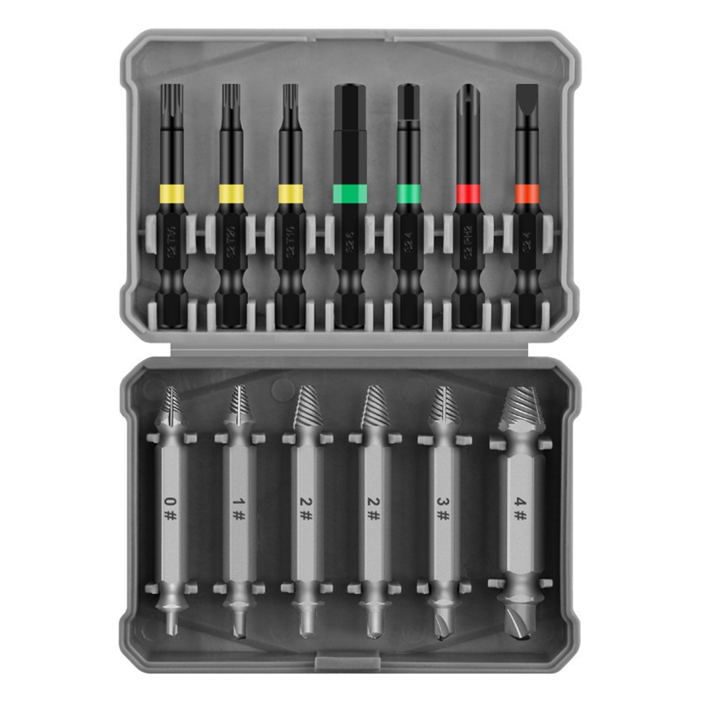 13PCS Fast Damaged Screw Extractor Kit Broken Bolt Remover Tool with Drill Bits