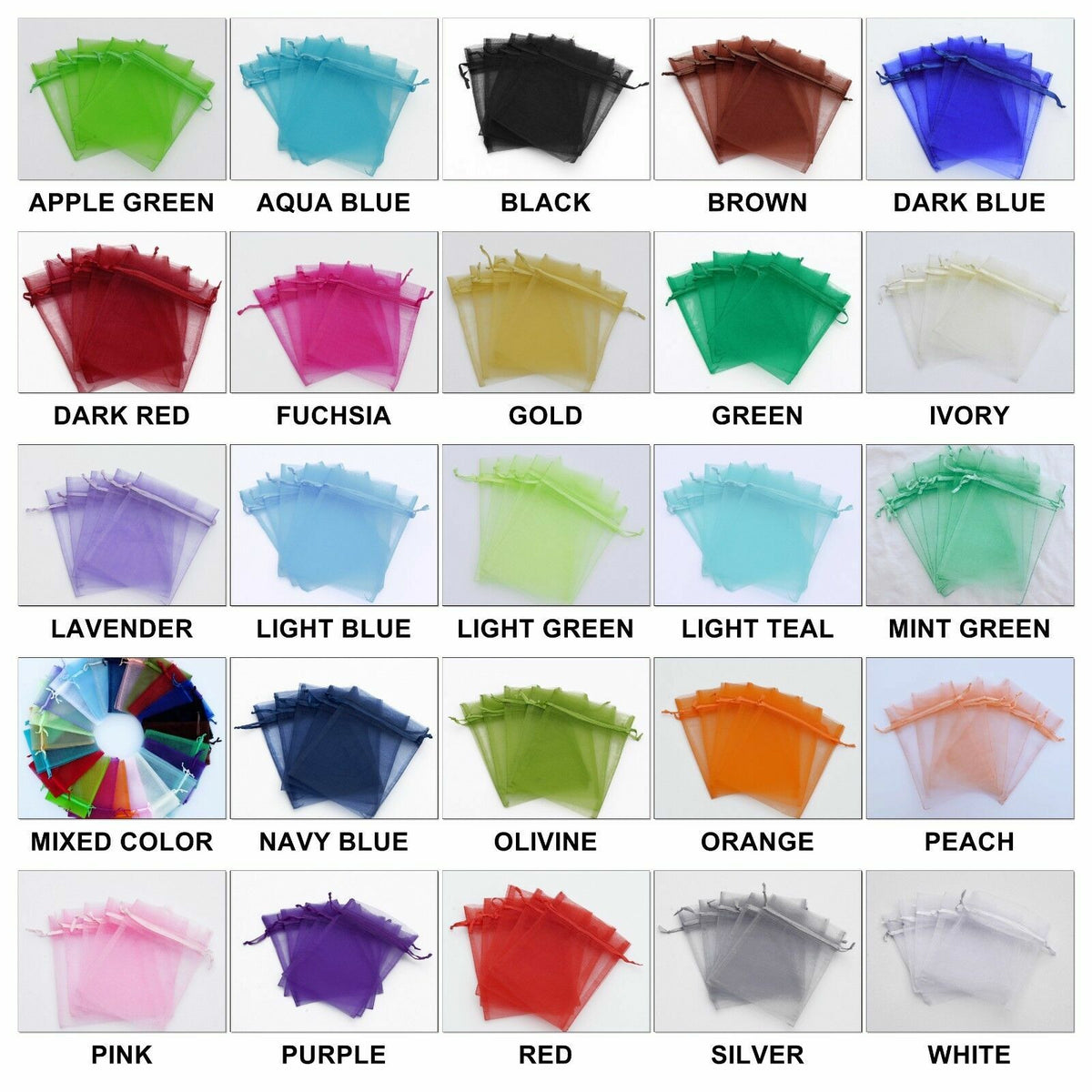 50/100/200/500 Organza Wedding Party Favor Gift Candy Sheer Bags Jewelry Pouch