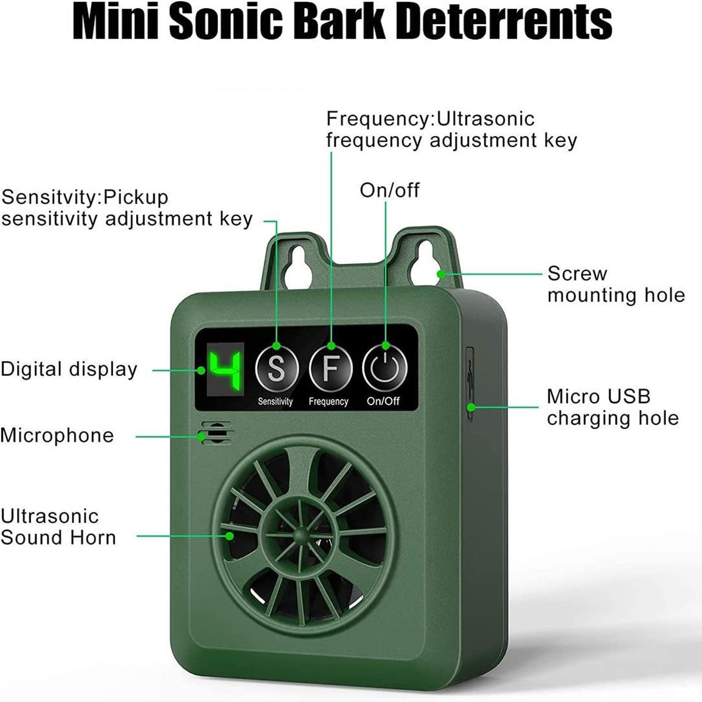 Green Ultrasonic Pet Anti Barking Device Dog Bark Control Stop Repeller Tool
