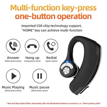 Bluetooth 5.0 Earpiece Driving Trucker Wireless Headset Earbuds Noise Cancelling