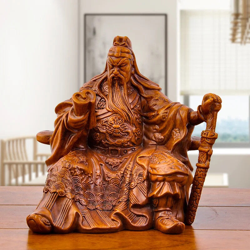 Guan Gong Reading Statue God of Wealth Sculptures Guan Yu Figurine Resin Crafts