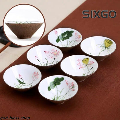 1PC Chinese Porcelain Kungfu Tea Cup Handpainted Floral Personal Cup 50ml