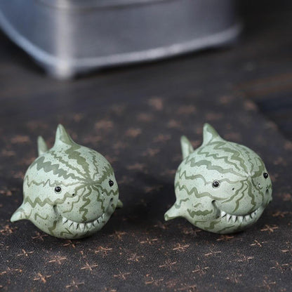 Handmade Watermelon Shark Tea Pet Ornament 7cm Chinese Tea Table Decor Tea Play