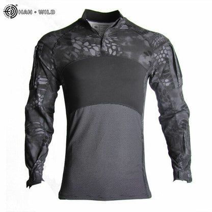 T-Shirt AND Pants Set Camouflage Suit Hiking Trousers Non Slip Silicone Elbow XL