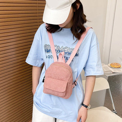 Fashion Women Backpack Corduroy Small Student Bookbag Traveling 19*19*9CM Square