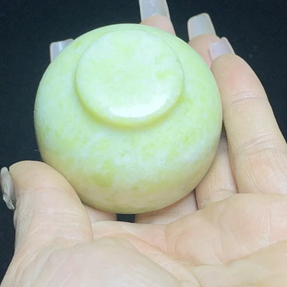 2" China Ancient Antique Natural Jade Stone Bowl Carving Collection Wine Cup