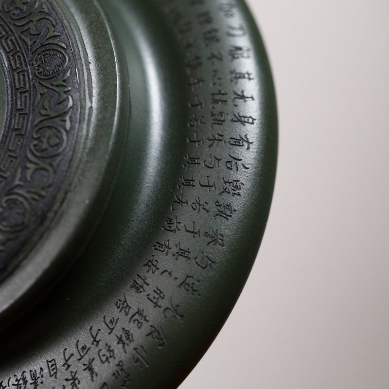 Yixing Original Green Clay Purple Sand Tea Pot Handmade Flat Round Kungfu Teapot