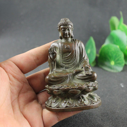 Copper Tathagata Buddha Statue Sculpture Retro Feng Shui Miniatures Figurines