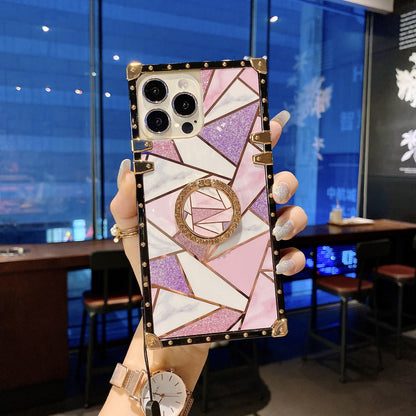 Electroplated spliced glitter soft case with crossbody strap for iPhone 17Pro/16