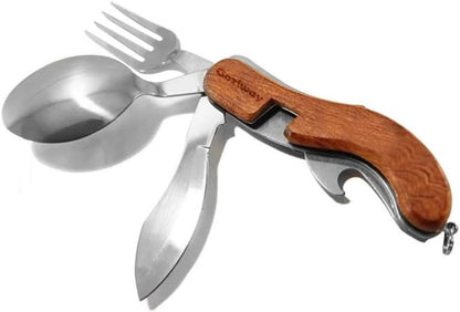 Camping Cutlery Utensils Set Portable Detachable Stainless Steel Travel 4-In-1