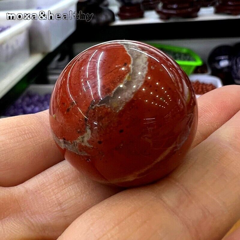 1pc Natural Red Jasper Ball Quartz Crystal Sphere Reiki Healing 30mm