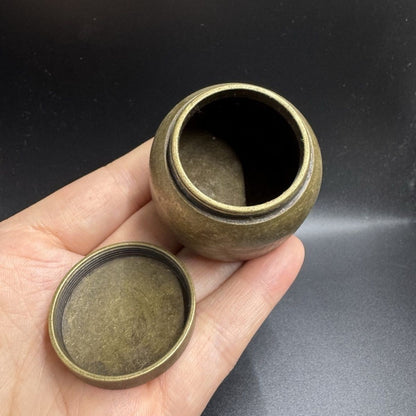 Solid Brass Mini Tea Caddy Storage Jar Vintage Brushed Metal Canister with Lid