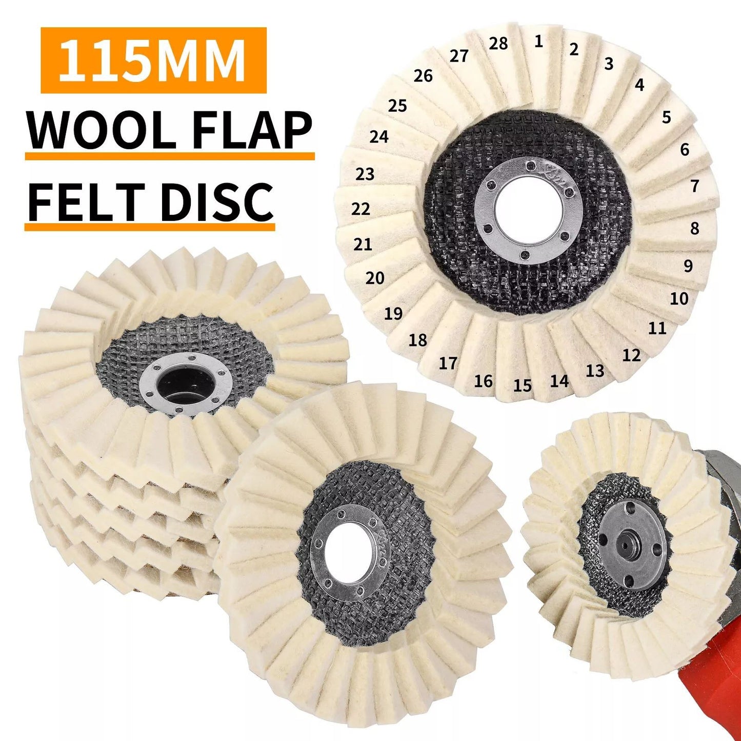 Wool Felt Finishing Wheel Buffing Pads For Metal Glass For Angle Grinder 2Pcs