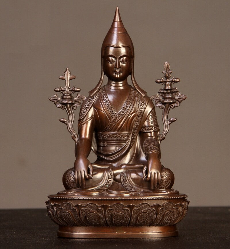 4.8" Brass Tibetan Longchen Rabjampa Statue Longchenpa Buddhism Feng Shui Decor