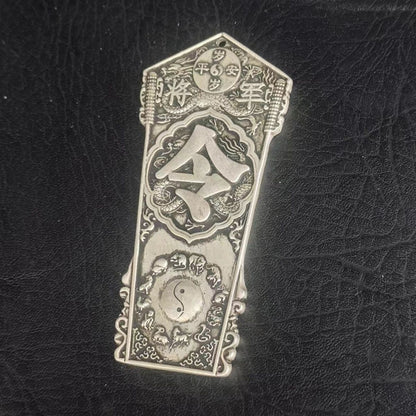 Vintage Tai Sui General Token Silver-Plated Lucky Charm Zodiac