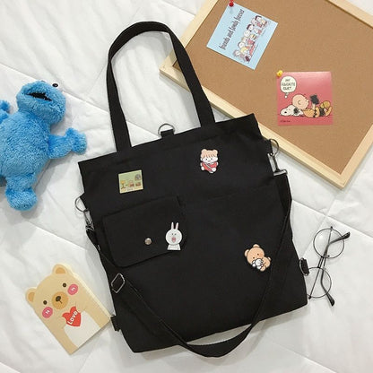 Canvas Shoulder Bag Cotton Tote Shopper Bag Pure Shopping Bag Handbag Versatile
