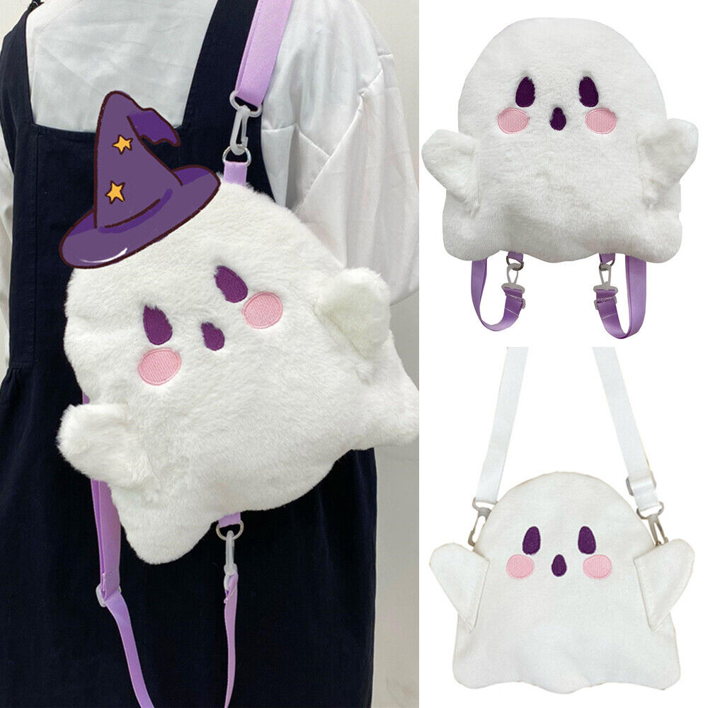 Cartoon Little Ghost Backpack Plush Shoulder Bag Children Girls Birthday Gifts