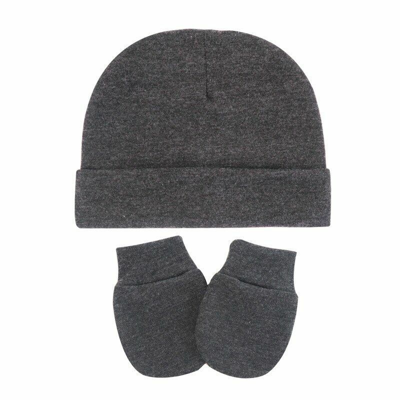 Hats Gloves 3pcs/Lot Solid Childrens Cotton Baby Winter Warm Cap Toddler Beanie