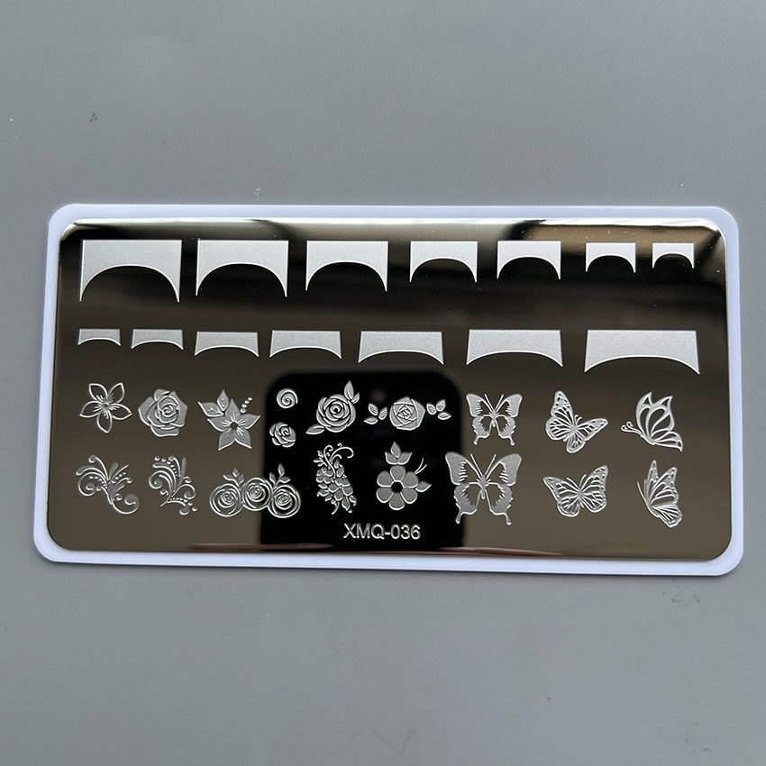 Nail Art Tool Metal Stamping Plate Manicure Kit French Design Accessories 6x12cm