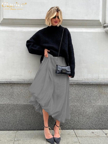 Women Office Lady Ankle-Length Skirt Casual Loose Skirt Female Clothes