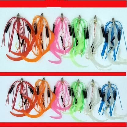 Twin Hook 50PCS Silicone Skirt Replacement Slider Spare Assist Trailer Octopus